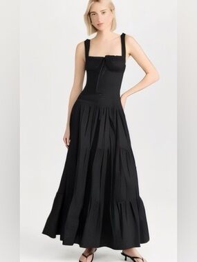 Lioness Black Tiered Maxi Dress Sleeveless Large NWT